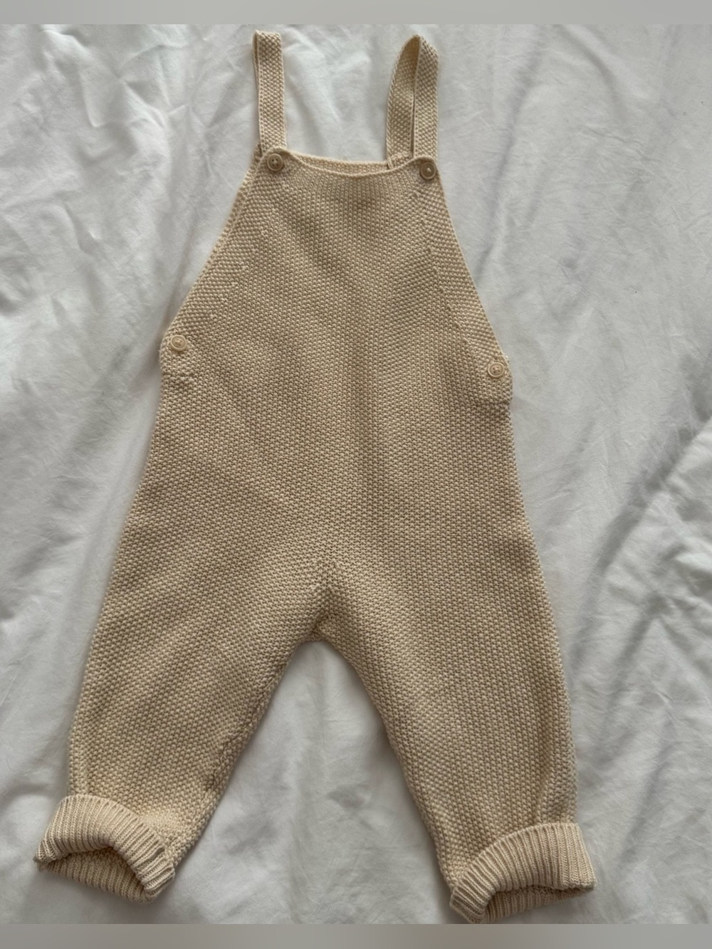 Zara Cream Knit Overalls with Button Straps size 6-9months